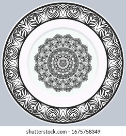 decorative round border and mandala ornament. Vector illustration.