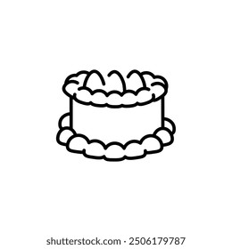 Decorative round cake icon. Simple round cake icon with cream decorations for social media, app, and web design. Vector illustration.