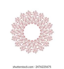 Decorative round damask rose gold frame, Elegant vector element for design in Eastern style, place for text, Luxury Floral baroque border, Lace illustration for invitations and greeting cards