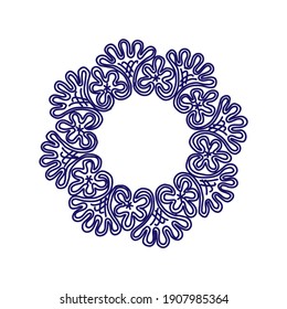 Decorative round element for creating an ornament. Bright mandala. decorative round folk ornament