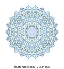 Decorative round element for creating an ornament. Bright mandala.