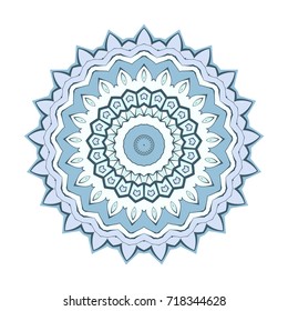 Decorative round element for creating an ornament. Bright mandala.