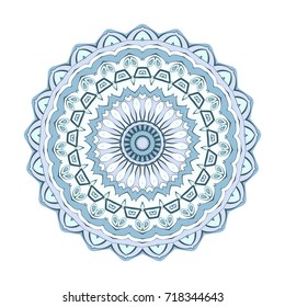Decorative round element for creating an ornament. Bright mandala.