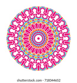 Decorative round element for creating an ornament. Bright mandala.