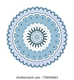 Decorative round element for creating an ornament. Bright mandala.