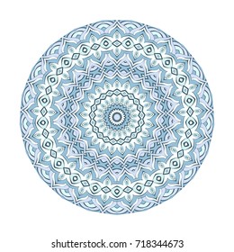Decorative round element for creating an ornament. Bright mandala.