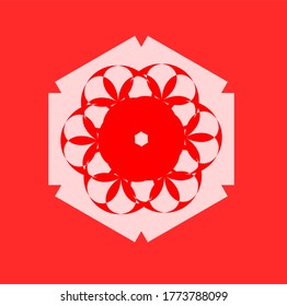 Decorative round floral mandala.Floral designs for Business card, greeting card,wedding invitation,Gift voucher,background pattern,fashion design. vector illustration.red flower with six and six petal