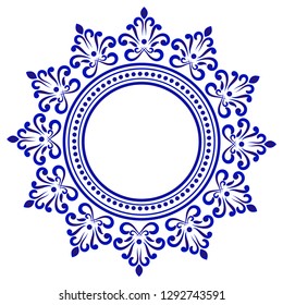 decorative round frame, Abstract floral ornament border, porcelain cycle design vector illustration