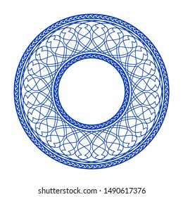 Decorative round frame with abstract floral ornament. Circular frame. Elegant element for design. Vector.