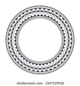 Decorative round frame with abstract floral ornament. Circular frame. Elegant element for design. Vector.