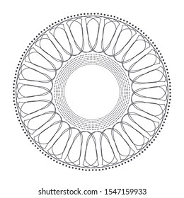 Decorative round frame with abstract floral ornament. Circular frame. Elegant element for design. Vector.