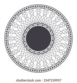 Decorative round frame with abstract floral ornament. Circular frame. Elegant element for design. Vector.