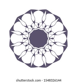 Decorative round frame with abstract floral ornament. Circular frame. Elegant element for design. Vector.