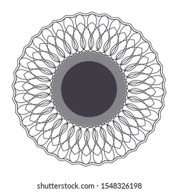 Decorative round frame with abstract floral ornament. Circular frame. Elegant element for design. Vector.