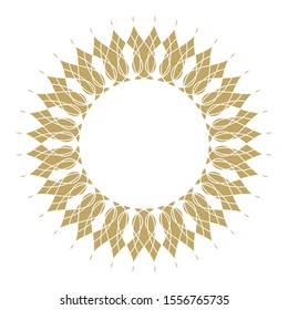 Decorative round frame with abstract floral ornament. Circular frame. Elegant element for design. Vector.