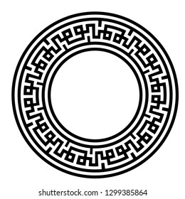Decorative round frame. Abstract vector geometric ornamentd. Vector illustration.