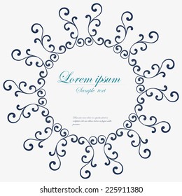 Decorative round frame. Abstract vector floral ornament. Lace pattern design. 