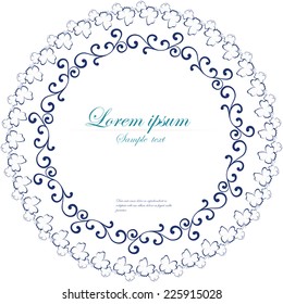 Decorative round frame. Abstract vector floral ornament. Lace pattern design. 