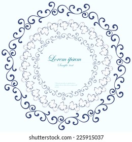 Decorative round frame. Abstract vector floral ornament. Lace pattern design. 