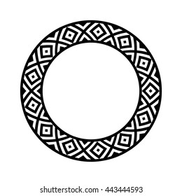 Decorative round frame. Abstract vector geometric ornament. Vector illustration.