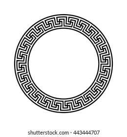 Decorative round frame. Abstract vector geometric ornament in black color isolated on white background. Vector illustration.