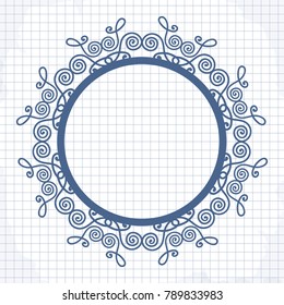 Decorative round frame. Abstract vector floral ornament. Lace pattern design.