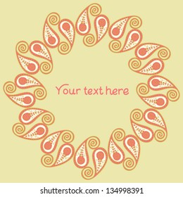 Decorative round frame. . Background for celebrations, holidays, arts, crafts, scrapbooks, setting table.