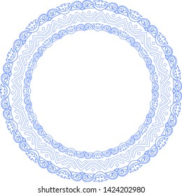 Decorative round frame border with antique baroque style for plate design. Vector illustration.
