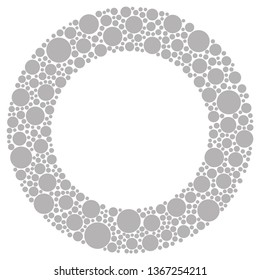 decorative round frame with bubbles. grey geometric shapes