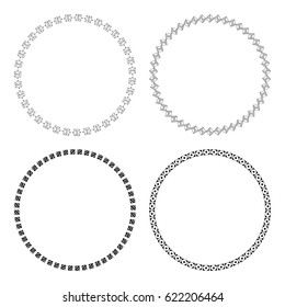 Decorative round frame for congratulations, cards. Black and white illustration