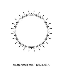Decorative round frame for design with abstract ornament. Circle frame. Template for printing cards, invitations, books, for textiles, engraving, wooden furniture, forging. Vector.