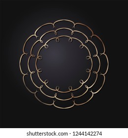 Decorative round frame for design with abstract floral ornament. Circle frame. Template for printing cards, invitations, books, for textiles, engraving, wooden furniture, forging. Vector.