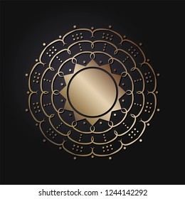 Decorative round frame for design with abstract floral ornament. Circle frame. Template for printing cards, invitations, books, for textiles, engraving, wooden furniture, forging. Vector.