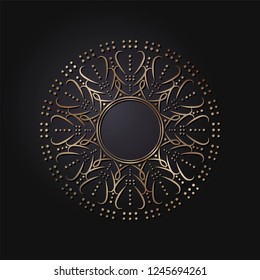 Decorative round frame for design with abstract floral pattern. Circle frame. Template for printing cards, invitations, books, for textiles, engraving, wooden furniture, forging. Vector.