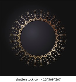 Decorative round frame for design with abstract floral pattern. Circle frame. Template for printing cards, invitations, books, for textiles, engraving, wooden furniture, forging. Vector.