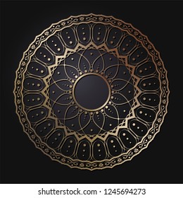 Decorative round frame for design with abstract floral pattern. Circle frame. Template for printing cards, invitations, books, for textiles, engraving, wooden furniture, forging. Vector.