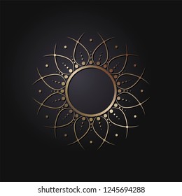 Decorative round frame for design with abstract floral pattern. Circle frame. Template for printing cards, invitations, books, for textiles, engraving, wooden furniture, forging. Vector.
