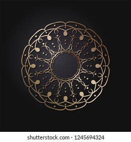 Decorative round frame for design with abstract floral pattern. Circle frame. Template for printing cards, invitations, books, for textiles, engraving, wooden furniture, forging. Vector.