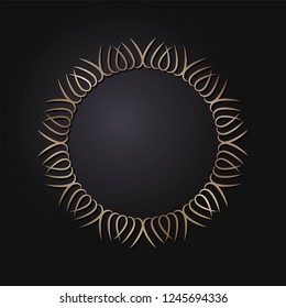 Decorative round frame for design with abstract floral pattern. Circle frame. Template for printing cards, invitations, books, for textiles, engraving, wooden furniture, forging. Vector.