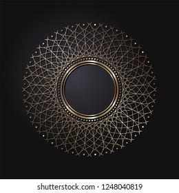 Decorative round frame for design with abstract floral ornament. Circle frame. A template for printing postcards, invitations, books, for textiles, engraving, wooden furniture, forging. Vector.