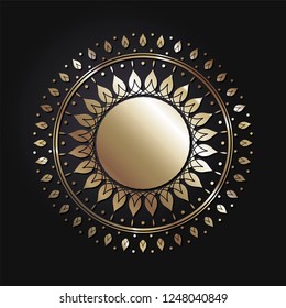 Decorative round frame for design with abstract floral ornament. Circle frame. A template for printing postcards, invitations, books, for textiles, engraving, wooden furniture, forging. Vector.