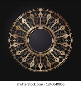 Decorative round frame for design with abstract floral ornament. Circle frame. A template for printing postcards, invitations, books, for textiles, engraving, wooden furniture, forging. Vector.