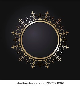 Decorative round frame for design with abstract floral ornament. Circle frame. A template for printing postcards, invitations, books, for textiles, engraving, wooden furniture, forging. Vector.