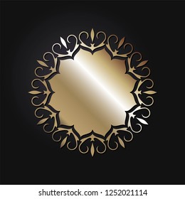 Decorative round frame for design with abstract floral ornament. Circle frame. A template for printing postcards, invitations, books, for textiles, engraving, wooden furniture, forging. Vector.