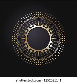Decorative round frame for design with abstract floral ornament. Circle frame. A template for printing postcards, invitations, books, for textiles, engraving, wooden furniture, forging. Vector.