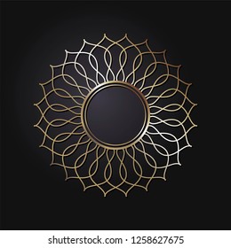 Decorative round frame for design with abstract floral ornament. Circle frame. A template for printing postcards, invitations, books, for textiles, engraving, wooden furniture, forging. Vector.
