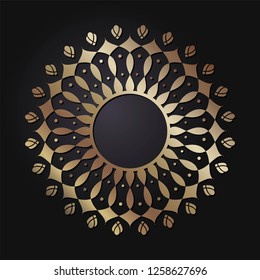 Decorative round frame for design with abstract floral ornament. Circle frame. A template for printing postcards, invitations, books, for textiles, engraving, wooden furniture, forging. Vector.
