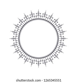 Decorative round frame for design with abstract floral ornament. Luxury gold element on black background. Template for printing, textiles, engraving, etc.. The background element for the site. Vector