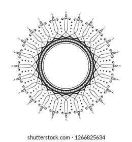Decorative round frame for design with abstract floral ornament. Luxury gold element on black background. Template for printing, textiles, engraving, etc.. The background element for the site. Vector