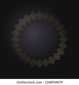 Decorative round frame for design with abstract floral pattern. Circle frame. Template for printing cards, invitations, books, for textiles, engraving, wooden furniture, forging. Vector.
